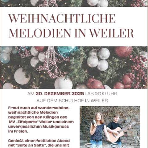 Plakat Weihnachtliche Melodien, © Musikverein Eifelperle Plakat Weihnachtliche Melodien, © Musikverein Eifelperle