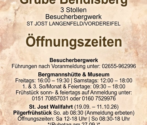 Plakat Öffnungszeiten 2. Halbjahr, © Bergmannshütte/Michael Schomisch Plakat Öffnungszeiten 2. Halbjahr, © Bergmannshütte/Michael Schomisch