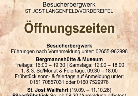 Plakat Öffnungszeiten 2. Halbjahr, © Bergmannshütte/Michael Schomisch Plakat Öffnungszeiten 2. Halbjahr, © Bergmannshütte/Michael Schomisch