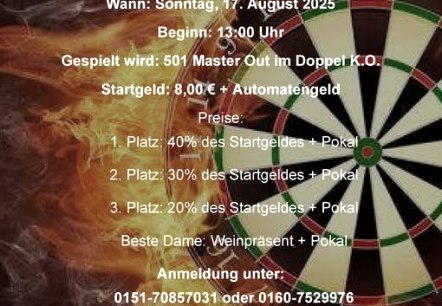 Plakat E-Dart-Turnier, © Bergmannshütte Grube Bendisberg Plakat E-Dart-Turnier, © Bergmannshütte Grube Bendisberg