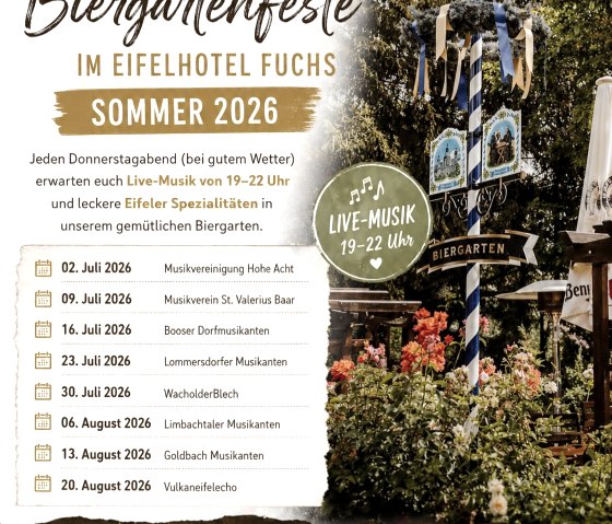 Plakat Biergartenfest, © Eifelhotel Fuchs Plakat Biergartenfest, © Eifelhotel Fuchs