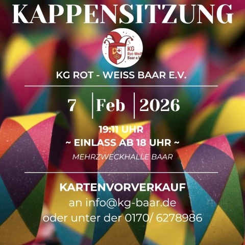 1. Kappensitzung in Baar, © KG Baar 1. Kappensitzung in Baar, © KG Baar