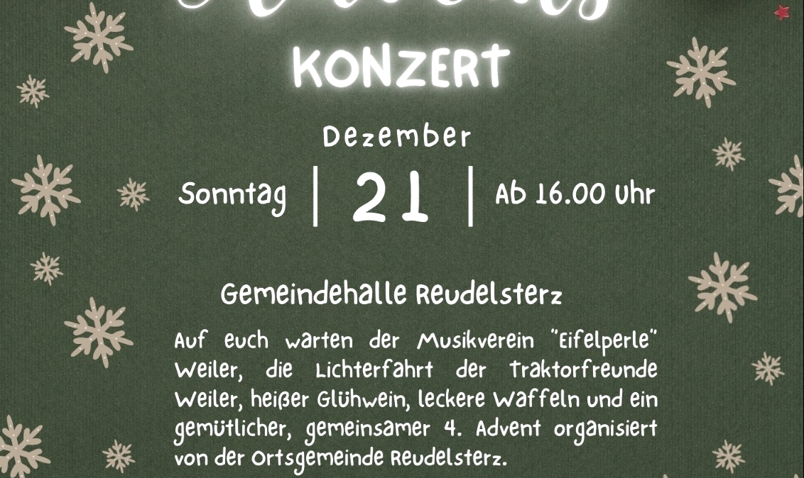 Plakat Andentskonzert Reudelsterz, © Ortsgemeinde Reudelsterz Plakat Andentskonzert Reudelsterz, © Ortsgemeinde Reudelsterz