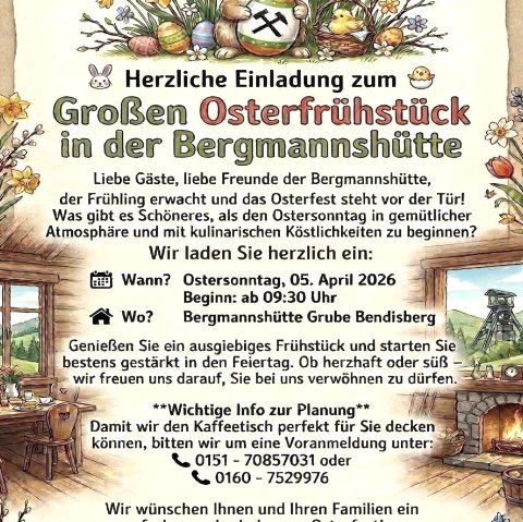 Großes Osterfrühstück in der Bergmannshütte, © Bergmannshütte/ Michael Schomisch Großes Osterfrühstück in der Bergmannshütte, © Bergmannshütte/ Michael Schomisch
