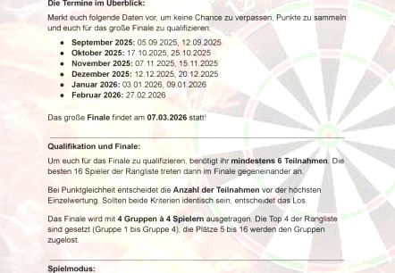 Dart-Ranking Grube Bendisberg, © Michael Schomisch Dart-Ranking Grube Bendisberg, © Michael Schomisch