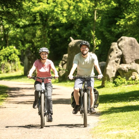 Het Vulkanpark fietspad loopt door het Nettepark met sculpturen, © Eifel Tourismus GmbH, Dominik Ketz Het Vulkanpark fietspad loopt door het Nettepark met sculpturen, © Eifel Tourismus GmbH, Dominik Ketz