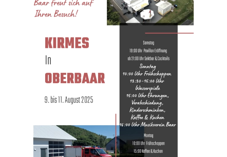 Plakat Kirmes in Oberbaar, © Förderverein FFW Baar Plakat Kirmes in Oberbaar, © Förderverein FFW Baar