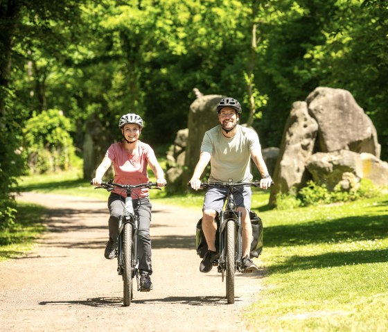 Het Vulkanpark fietspad loopt door het Nettepark met sculpturen, © Eifel Tourismus GmbH, Dominik Ketz Het Vulkanpark fietspad loopt door het Nettepark met sculpturen, © Eifel Tourismus GmbH, Dominik Ketz