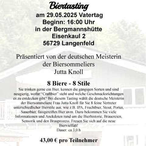 Plakat Biertasting, © Bergmannshütte/ Michael Schomisch