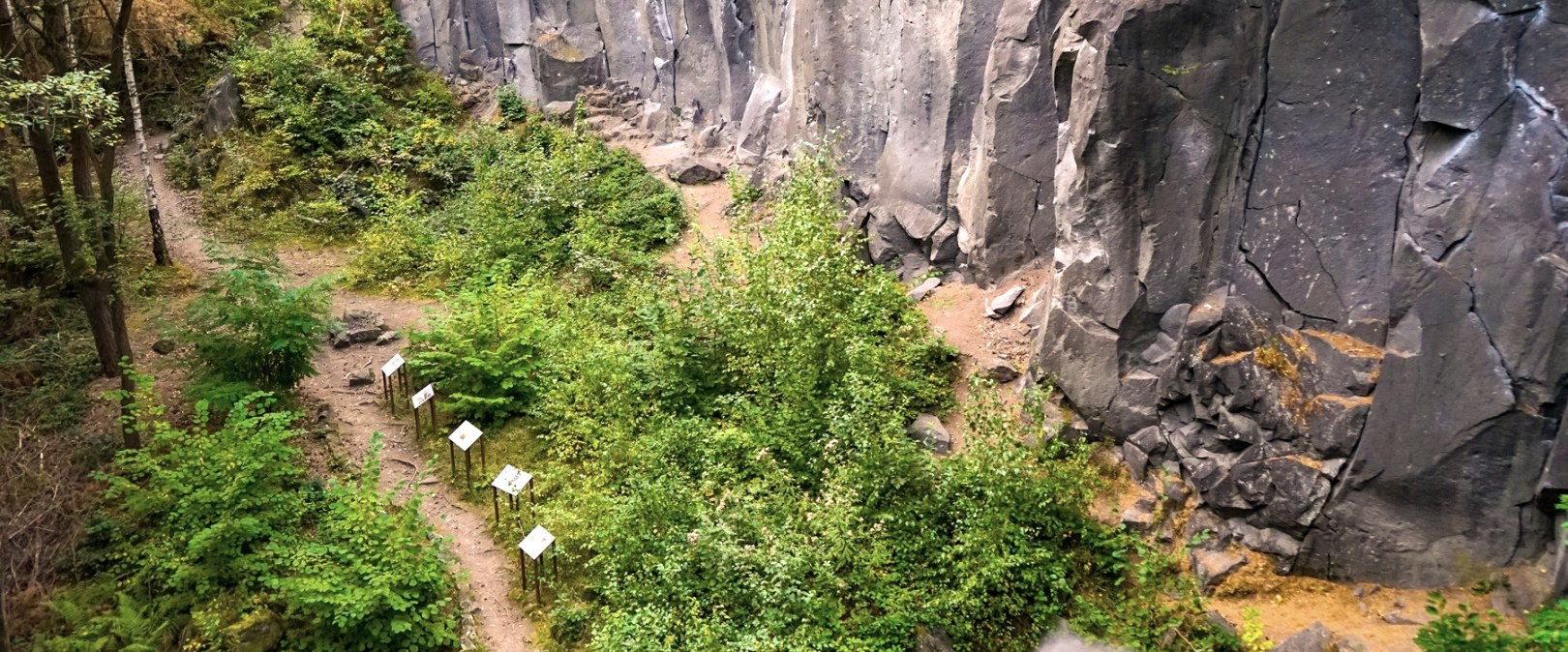 Blick auf einige der Vulkanparkstelen im Kottenheimer Winfeld