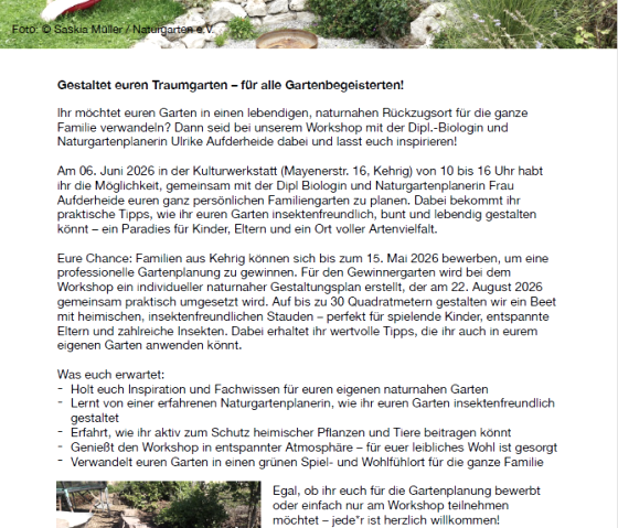 Plakat Traumgarten gestalten, &copy; Iris Fuhrmann - Kehrig summt!