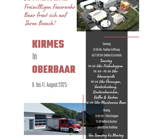 Plakat Kirmes in Oberbaar, © Förderverein FFW Baar