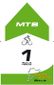 Wegweiser für eine Mountainbike-Strecke mit der Aufschrift 'MTB', '1', 'Bulls Hölle' und 'radarena am ring'.