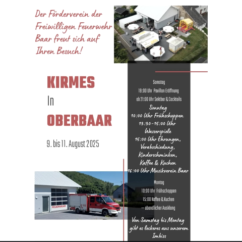 Plakat Kirmes in Oberbaar, © Förderverein FFW Baar