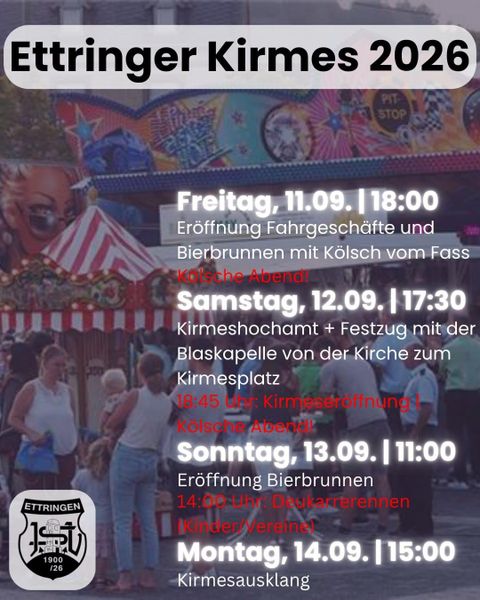 A colorful fair with rides and lights. The event will take place in Ettlingen from September 6 to 9, 2024.