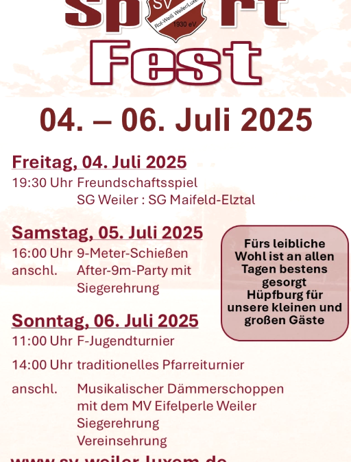 Plakat Sportfest Weiler/Luxem, © SV Weiler/Luxem